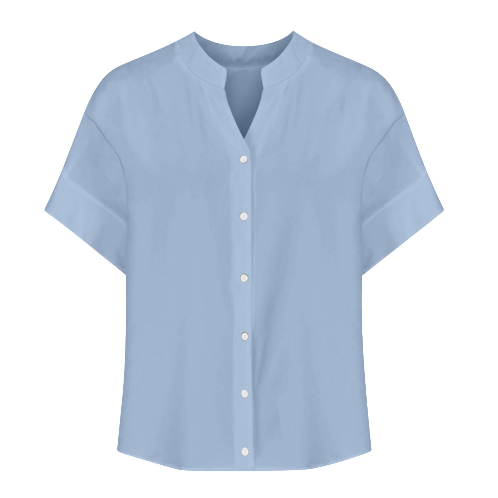 thumbnail image 4 of Camisa informal con botones para mujer para el día a día: top ligero de verano con diseño versátil, color liso y fácil cuidado., 4 of 4